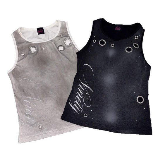 Damen Trendiges Tanktop mit dekorativen Ösen und schimmerndem Stoff R&B