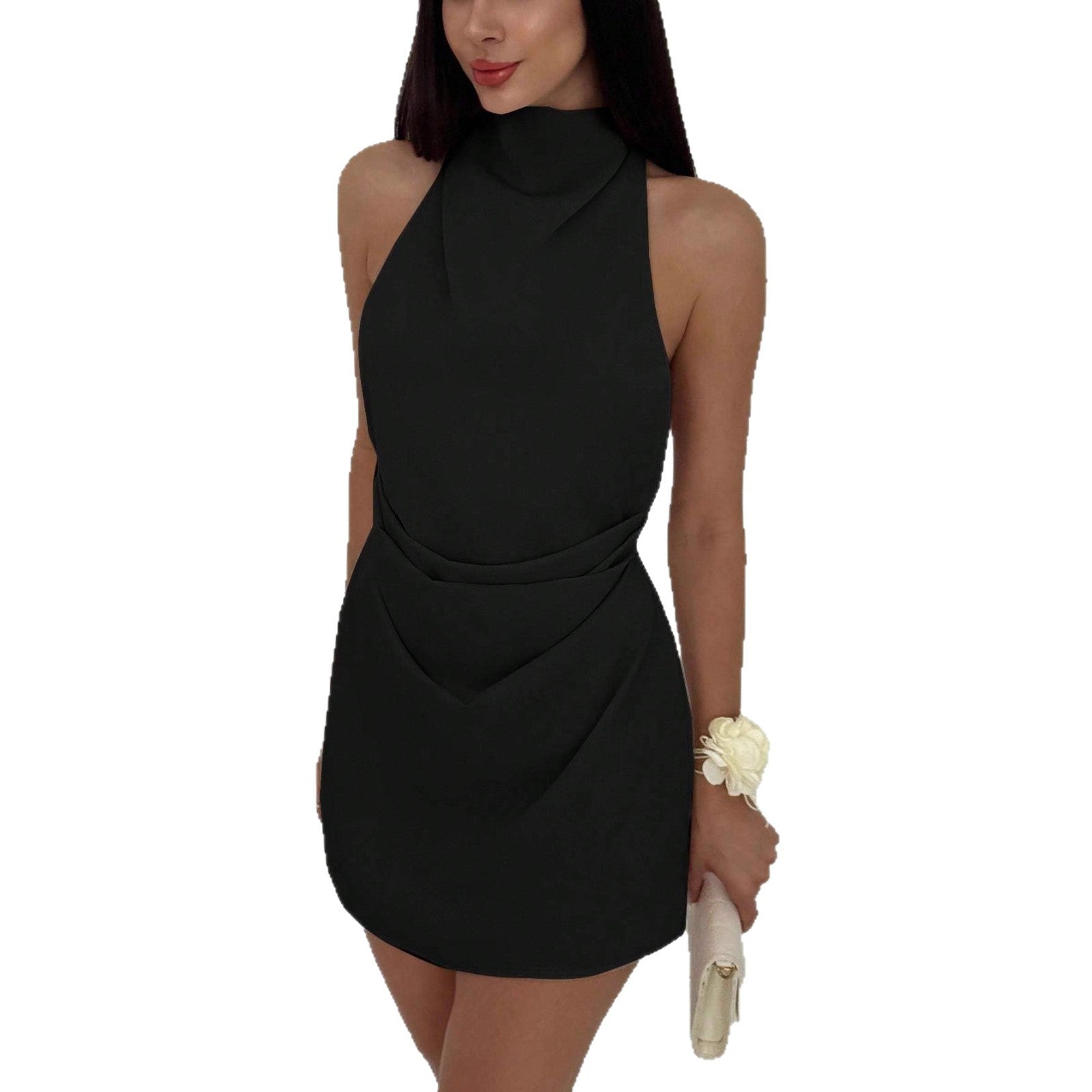 Damen Skaterkleid mit hohem Kragen und figurbetontem Schnitt R&B