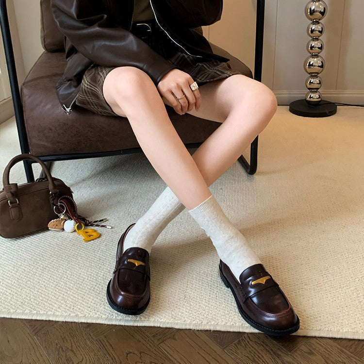 Damen elegante Loafers mit glänzender Lackoberfläche und dekorativer Schnalle R&B