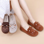 Damen Freizeit-Slipper mit verspieltem Katzenmotiv und dekorativer Schleife R&B