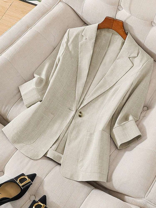 Damen elegante Leinenblazerjacke mit lässigem Schnitt R&B