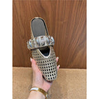 Damen trendige Mules mit modischem Netzdesign und stilvollem Riemen R&B
