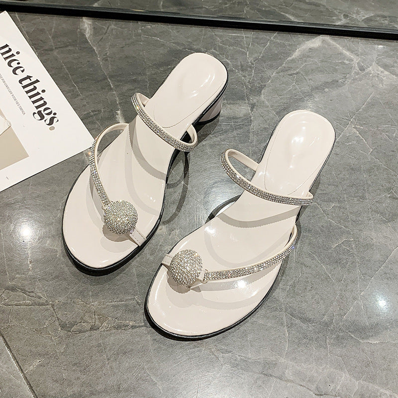 Damen elegante Sandalen mit glitzerndem Kristallakzent R&B