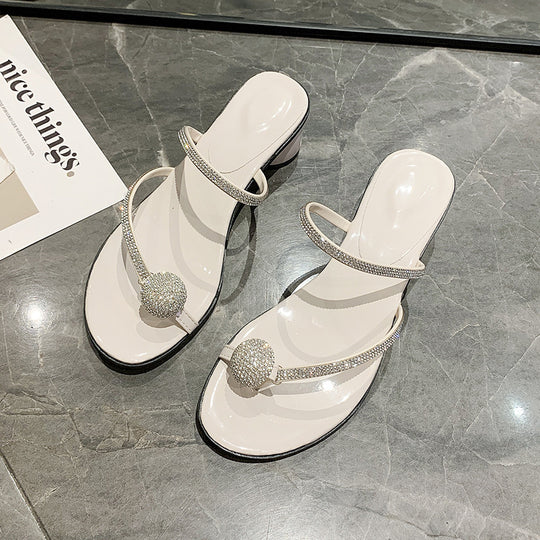 Damen elegante Sandalen mit glitzerndem Kristallakzent R&B