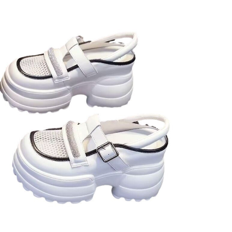 Damen Plattform-Sandalen mit doppelt verstellbarem Riemen und rutschfester Sohle R&B