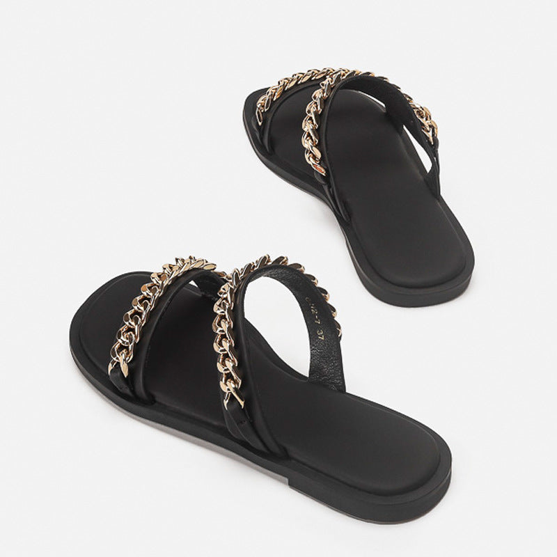 Damen Slides mit luxuriösem Kettendetail R&B