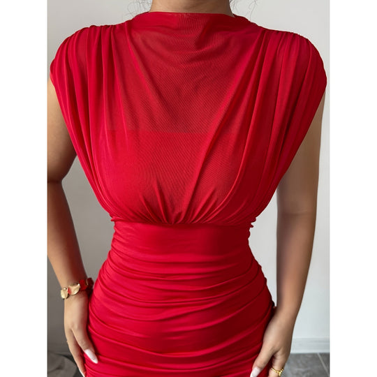 Damen Elegantes Maxikleid mit figurbetontem Schnitt und fließendem Rock R&B