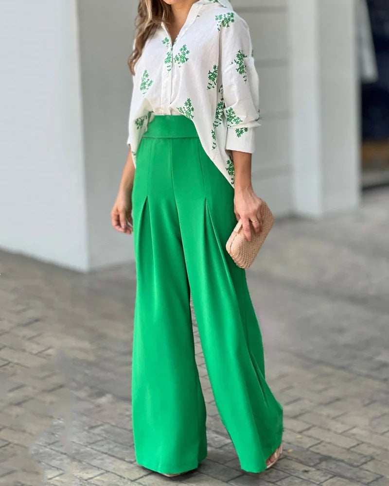 Damen High-Waist Palazzo-Hose aus fließendem Stoff R&B