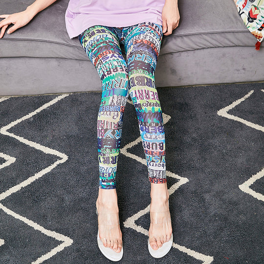 Damen Leggings mit modischem Schriftzug R&B