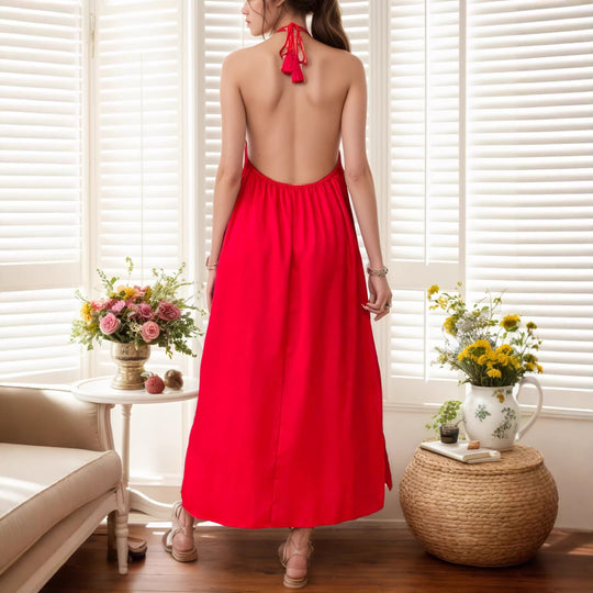 Damen Maxi-Kleid mit elegantem Halterbügel R&B