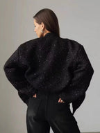 R&B | Gold Pailletten Stehkragenjacke
