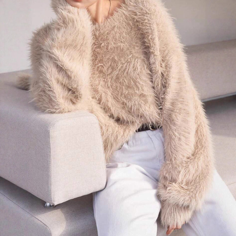 Damen Flauschiger Pullover mit weichem Material und modischem Design R&B