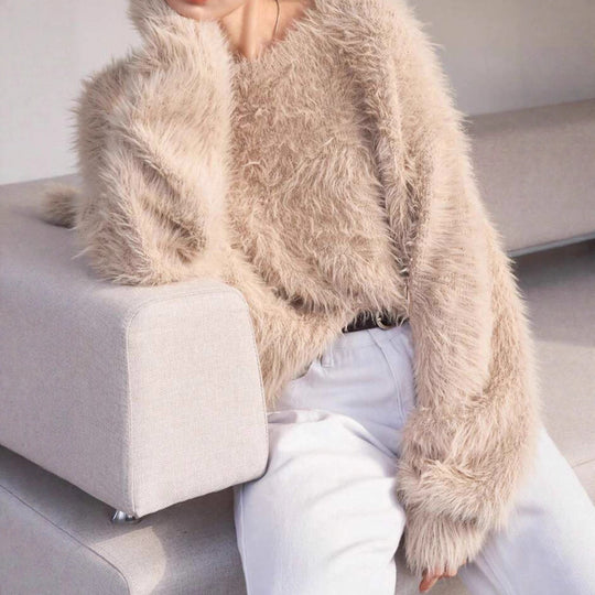 Damen Flauschiger Pullover mit weichem Material und modischem Design R&B