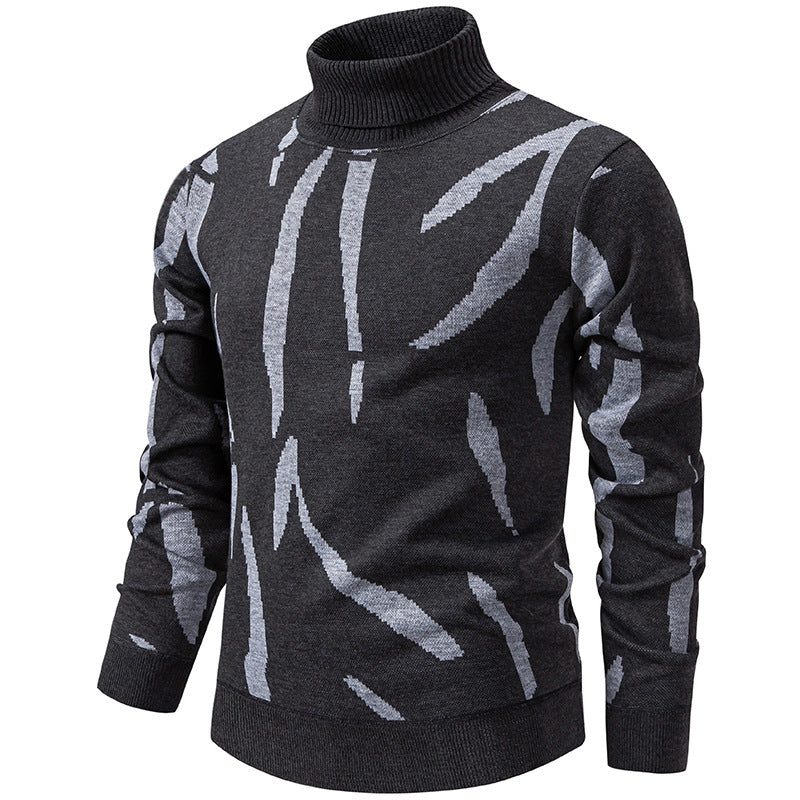 Herren modischer Pullover mit Stehkragen und einzigartigem Muster R&B