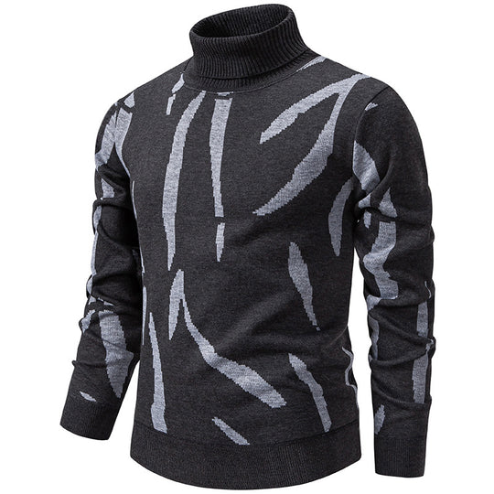 Herren modischer Pullover mit Stehkragen und einzigartigem Muster R&B