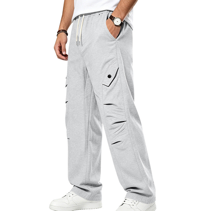 Herren nan lockere Cargo-Sweathose mit elastischem Tunnelzugbund, Pattentaschen und Knieabnähern R&B