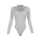 Damen Langarm Bodysuit mit elegantem Rundhalsausschnitt R&B