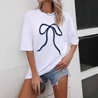 Damen Oversized T-Shirt mit elegantem Schleifenmotiv R&B