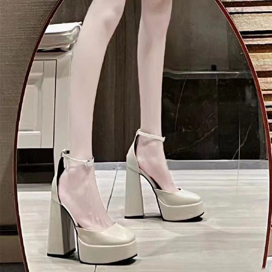 Damen-Plateau-Absatzsandalen mit robustem Blockabsatz und verstellbarem Riemchen R&B