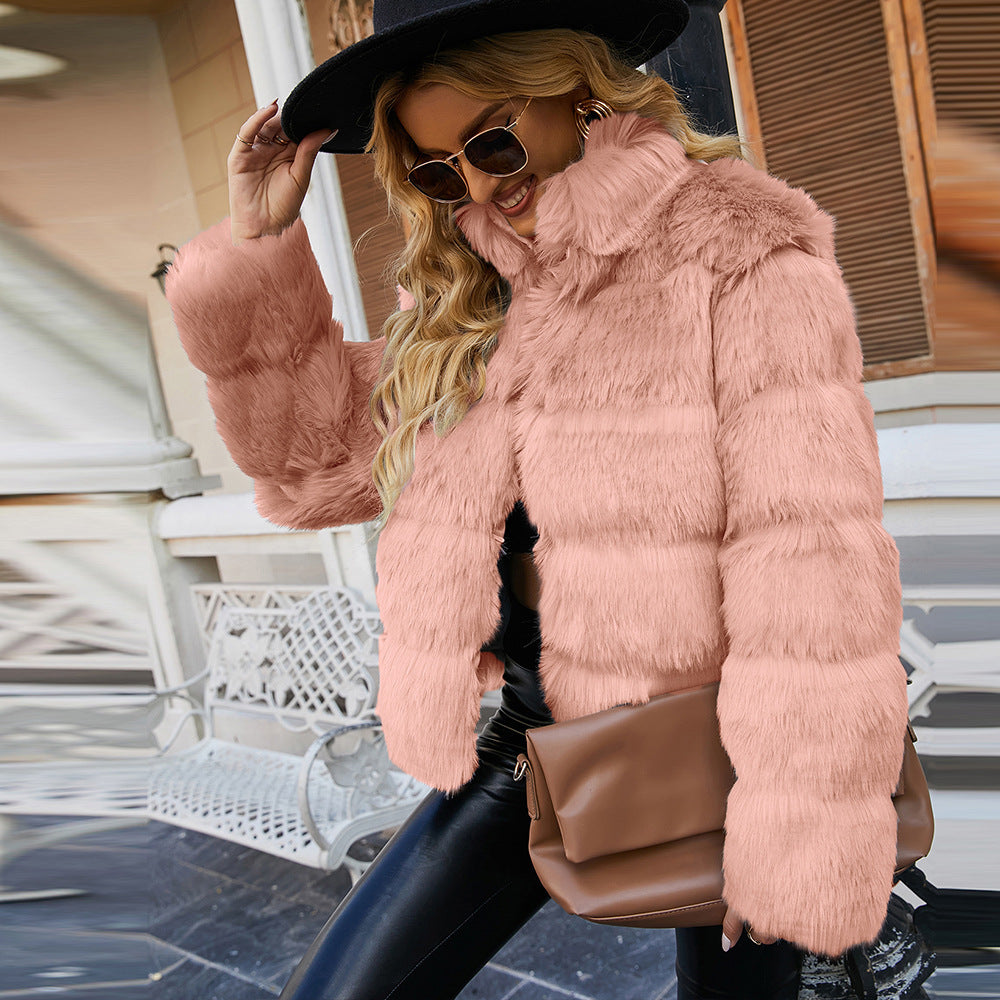 Damen Flauschige Kunstfelljacke mit modischem Schnitt und oversized Passform R&B