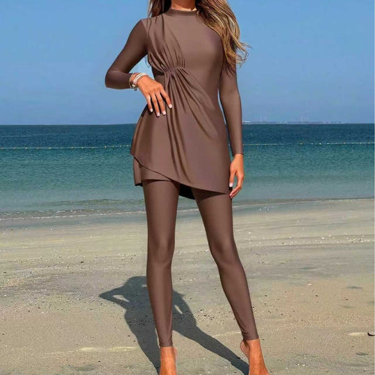 Damen Modischer Sportbadeanzug mit asymmetrischem Rock R&B