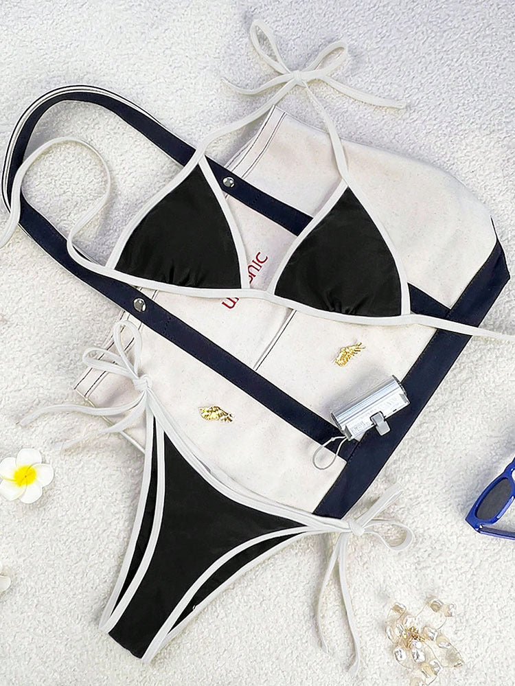 Damen Triangel-Bikini mit verspielten Schleifen R&B