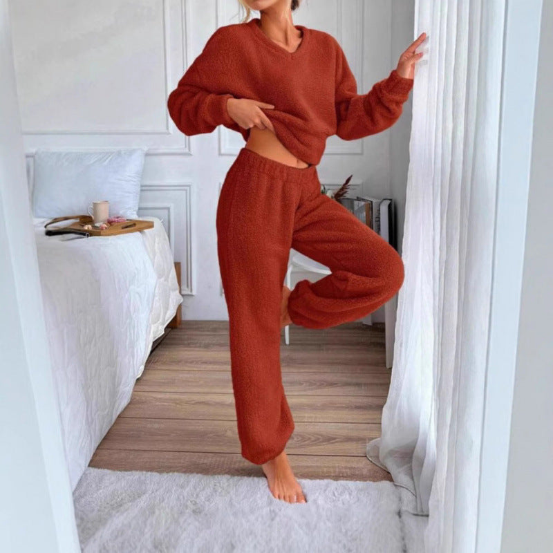 Damen Kuscheliges Fleece-Lounge-Set mit elastischem Bund R&B