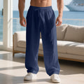 Herren lockere Sommerhose aus leichtem Leinenmaterial mit elastischem Bund und Seitentaschen R&B