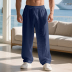 Herren lockere Sommerhose aus leichtem Leinenmaterial mit elastischem Bund und Seitentaschen R&B
