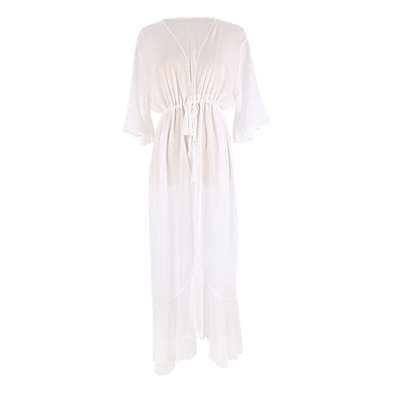 Damen Strandkimono mit luxuriösem Wellenmuster Heidi Mode