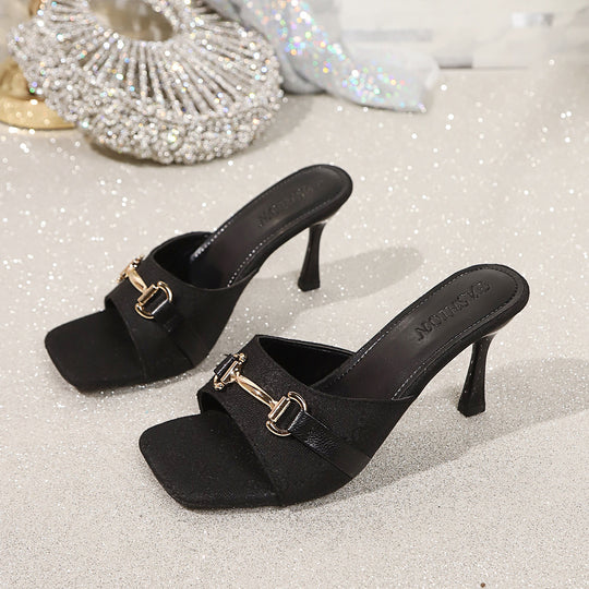 Damen modische Slingback-Pantoletten mit schickem Riemendesign und elegantem Absatz R&B