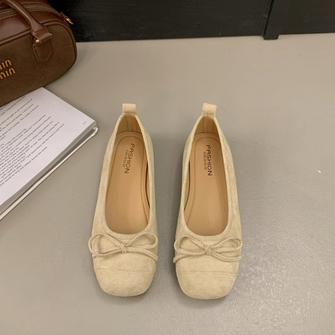 Damen Ballerinas mit zierlicher Schleifenverzierung und bequemer Ledersohle R&B