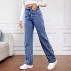 Damen Hoch geschnittene weite Jeans im Vintage-Stil R&B