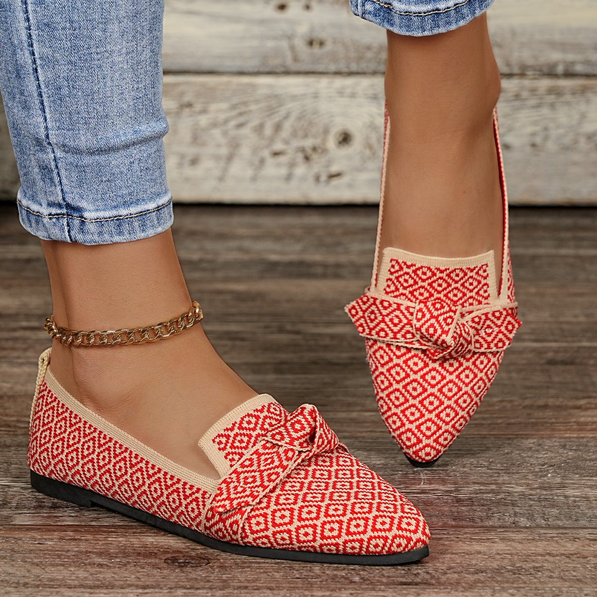 Damen Flache Slipper mit elegantem Muster R&B