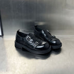 Damen elegante Doppel-Schnallen-Mokassins mit klassischem Broguemuster R&B