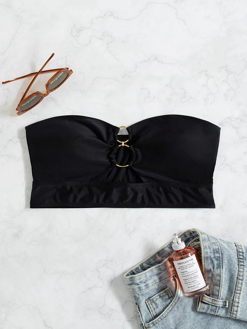 Damen Bandeau-Bikini-Oberteil mit elegantem Ringdetail R&B
