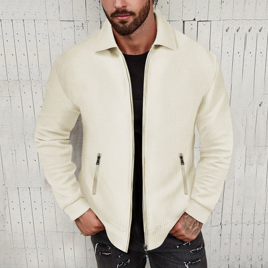Herren modische Sweatjacke mit strukturierter Oberfläche und praktischen Reißverschlusstaschen R&B
