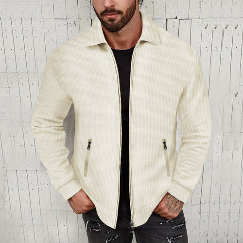 Herren modische Sweatjacke mit strukturierter Oberfläche und praktischen Reißverschlusstaschen R&B