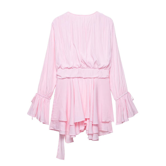 Damen elegantes Wickelkleid mit romantischem Rüschendesign R&B