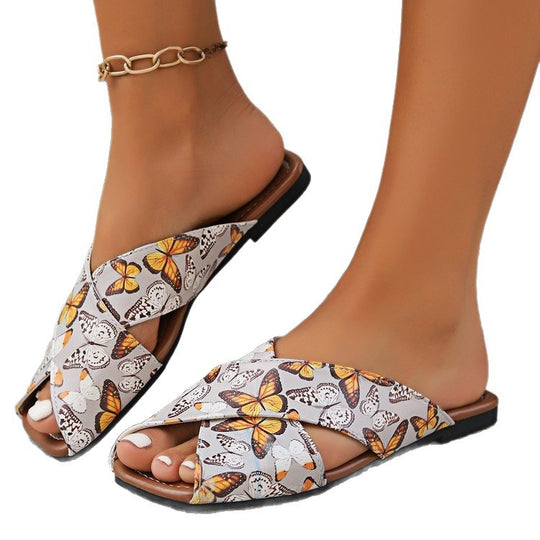 Damen Faltbare Sandalen mit floralem Muster R&B