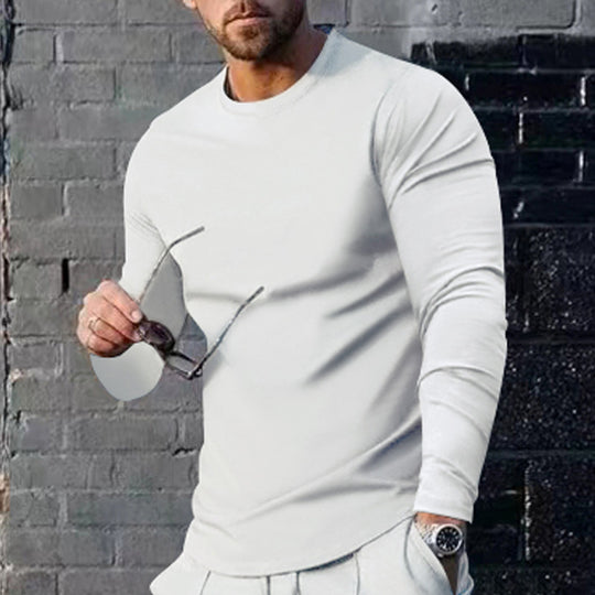 Herren hochwertiges Langarmshirt mit stylishem Rundhalsund und weicher Baumwollmischung R&B