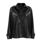 Damen Kunstleder Hemdbluse R&B