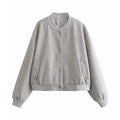 Damen modische Sweatjacke mit Knopfverschluss und praktischen Taschen R&B