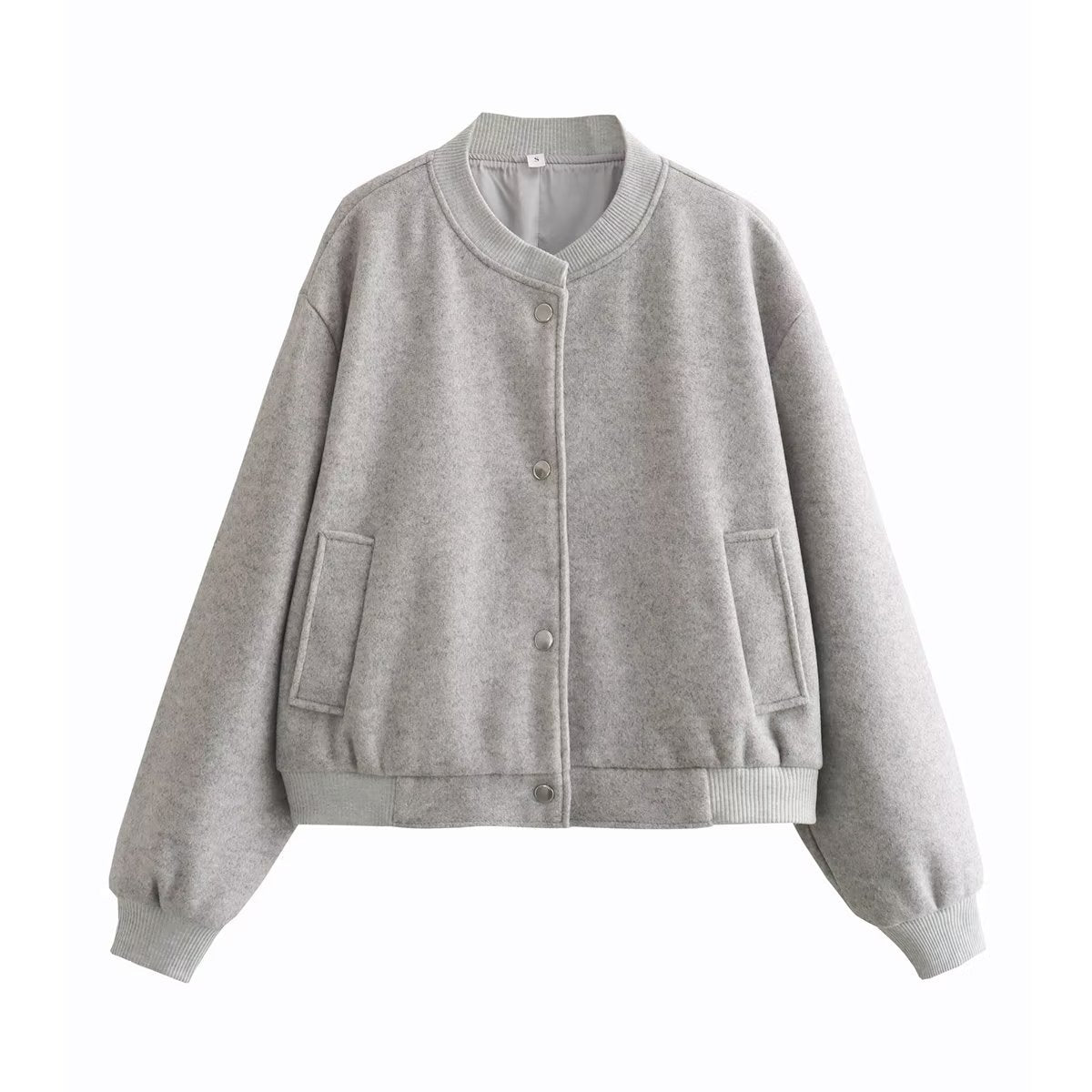 Damen modische Sweatjacke mit Knopfverschluss und praktischen Taschen R&B