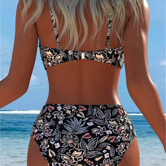 Damen Balconette-Bikini mit hohem Taillen-Schnitt und dekorativem Muschel-Detail R&B