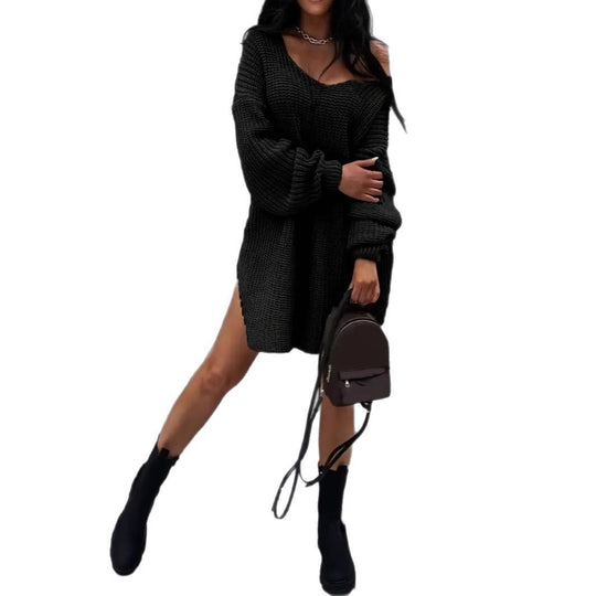Damen Oversize Strickpullover mit offener Schulter R&B