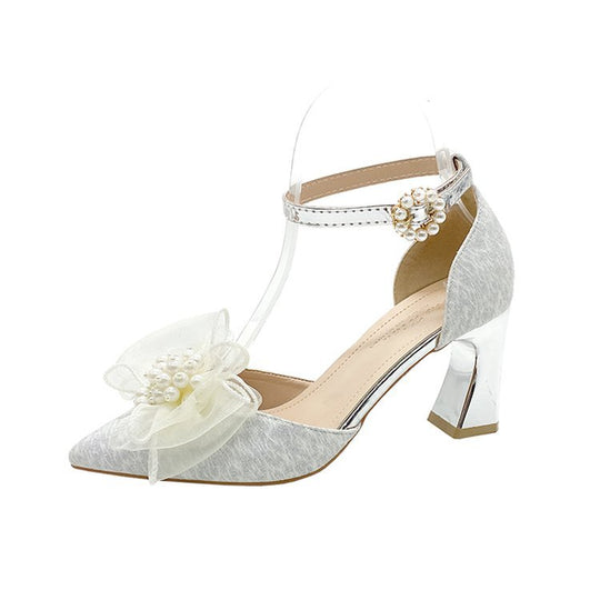 Damen elegante Pumps mit zierlichem Blumenschmuck R&B