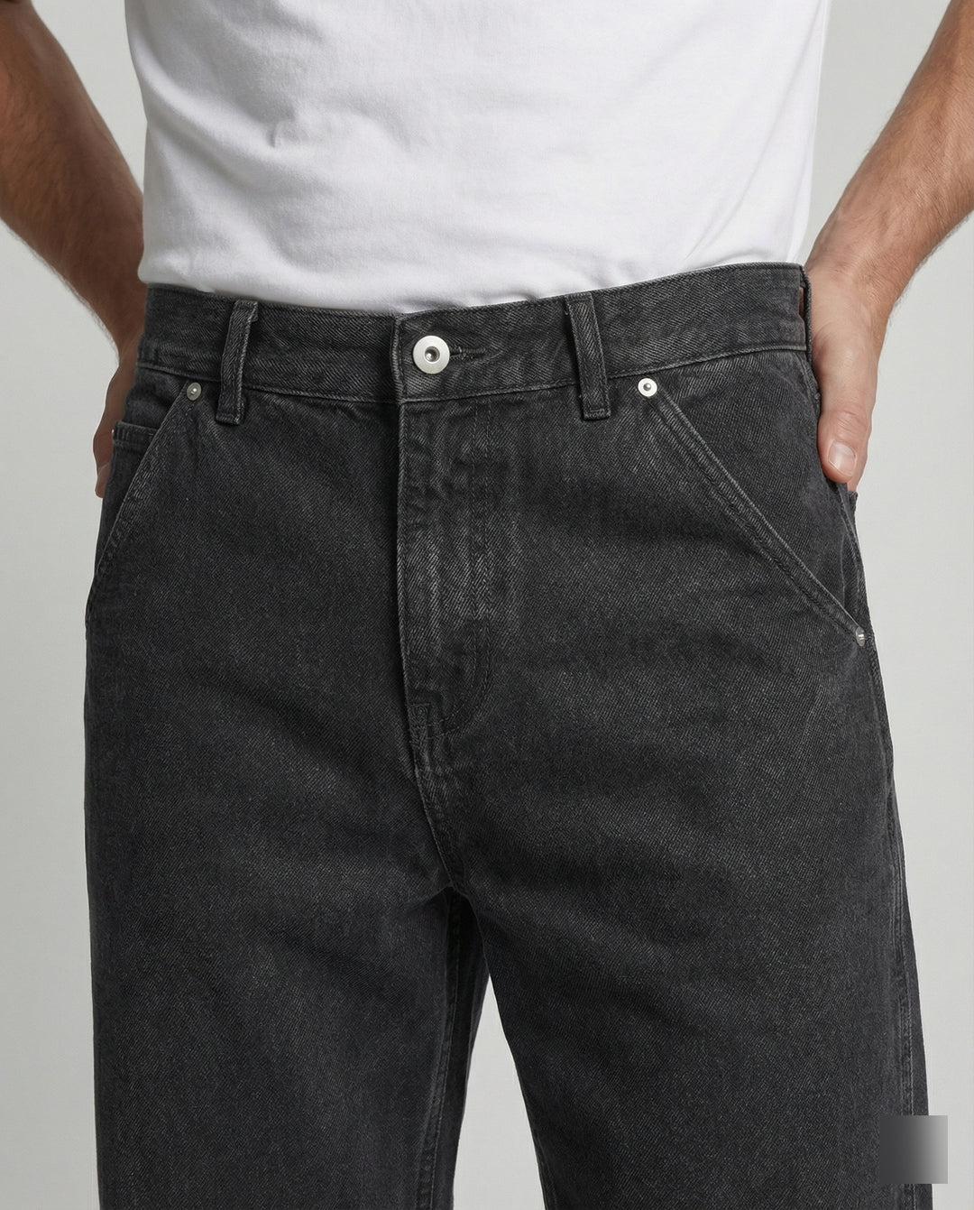 Retro Jeans Washed Schwarz Grau