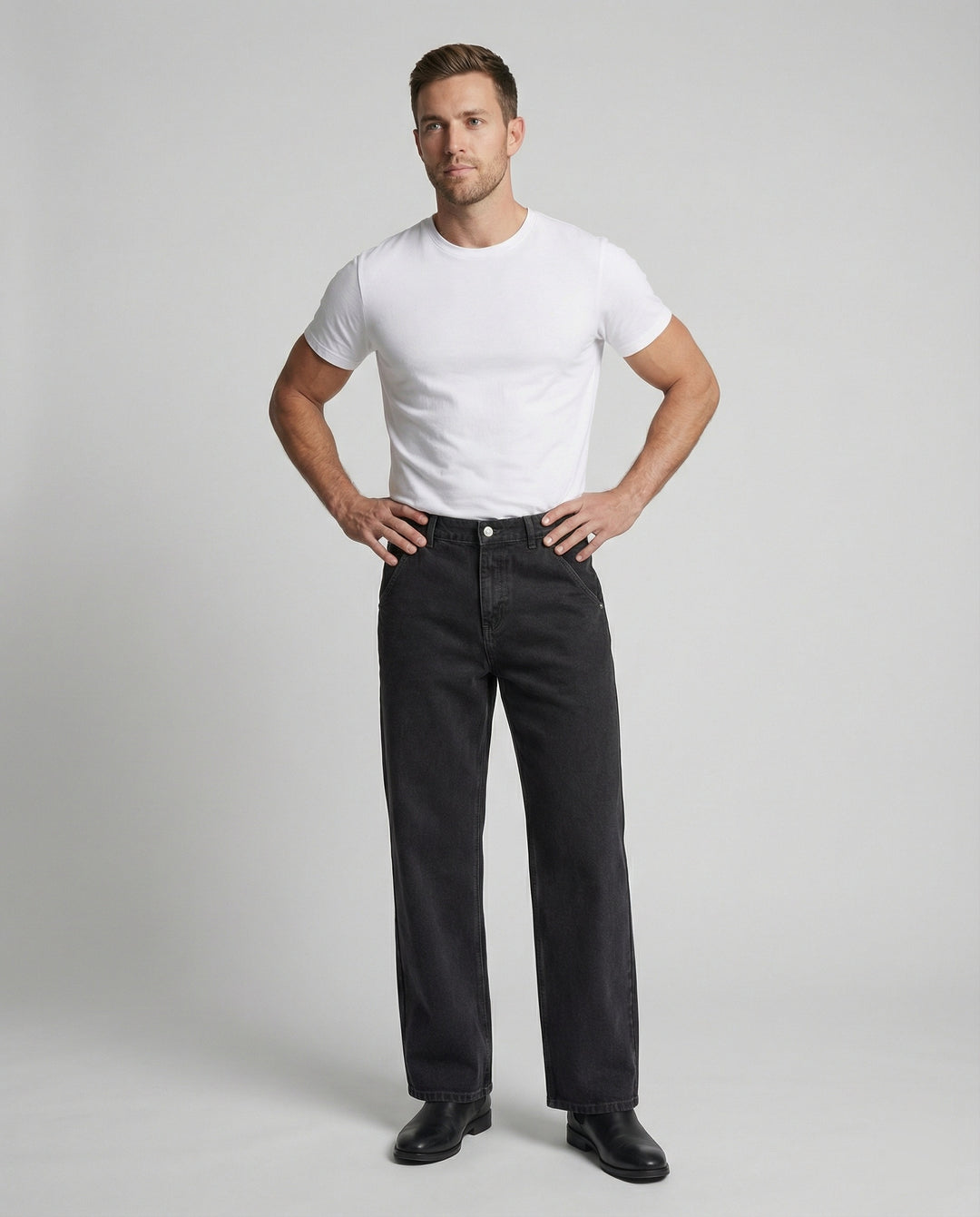 Retro Jeans Washed Schwarz Grau