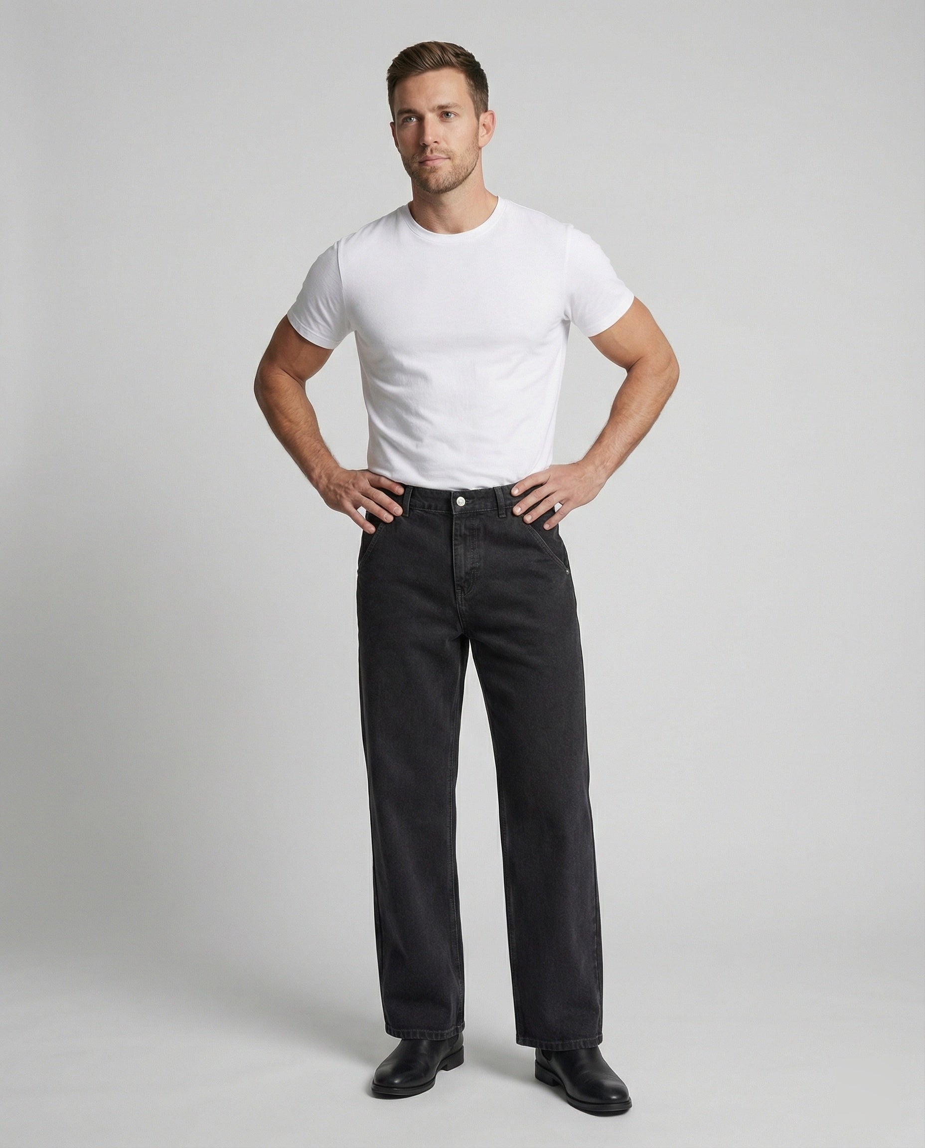 Retro Jeans Washed Schwarz Grau